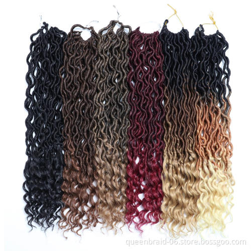 Curly Faux Locs Crochet Hair Deep Wave Braiding Hair With Curly Ends Crochet Goddess Locs Synthetic Braids Hair Extensions